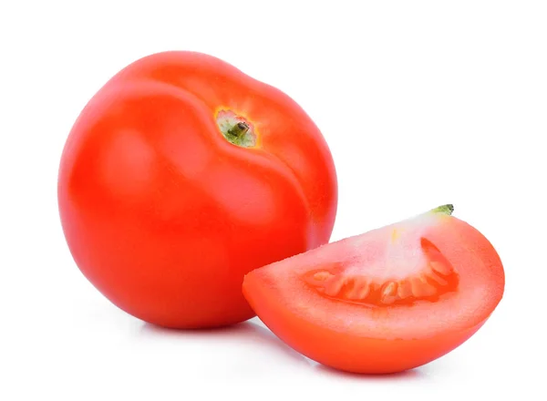 Tomates Entières Tranchées Isolées Sur Fond Blanc — Photo