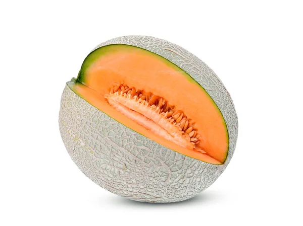 Melons Japonais Tranchés Melon Orange Melon Cantaloup Avec Graines Isolées — Photo
