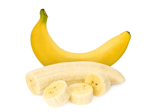 Μπανάνα Που Απομονώνονται Λευκό Φόντο Λευκό — Φωτογραφία Αρχείου