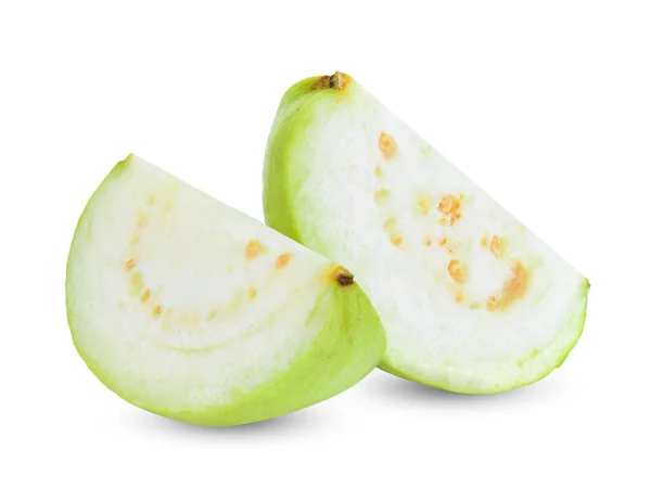 Szeletelt Guava Gyümölcs Elszigetelt Fehér Background — Stock Fotó