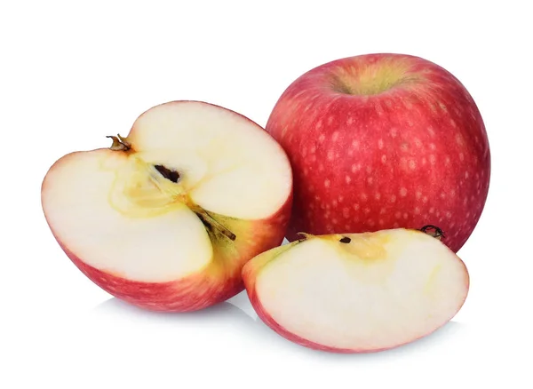 Egész Fél Pink Lady Almát Elszigetelt Fehér Background — Stock Fotó