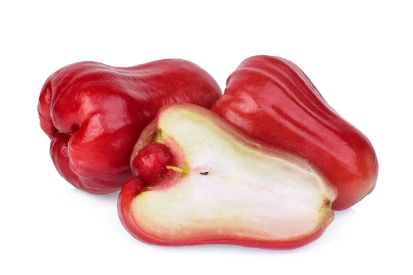 Whole Half Rose Apple Chomphu Isolated White Background — Stock Photo, Image