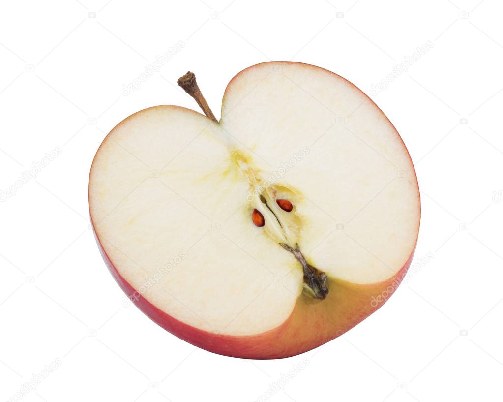 half red apple isolated on white background