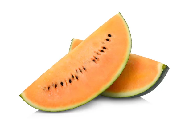 Twee gesneden koning oranje watermeloen of zoete goud watermeloen Isola — Stockfoto