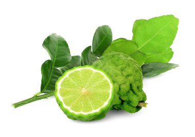 Bütün ve beyaz arka plan üzerinde izole yaprak yarım bergamot