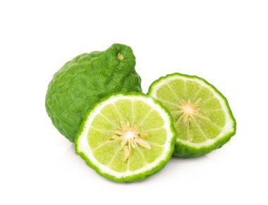 bergamot meyvesi veya kaffir beyaz arka planda izole