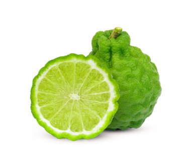 bergamot meyvesi veya kaffir beyaz arka planda izole