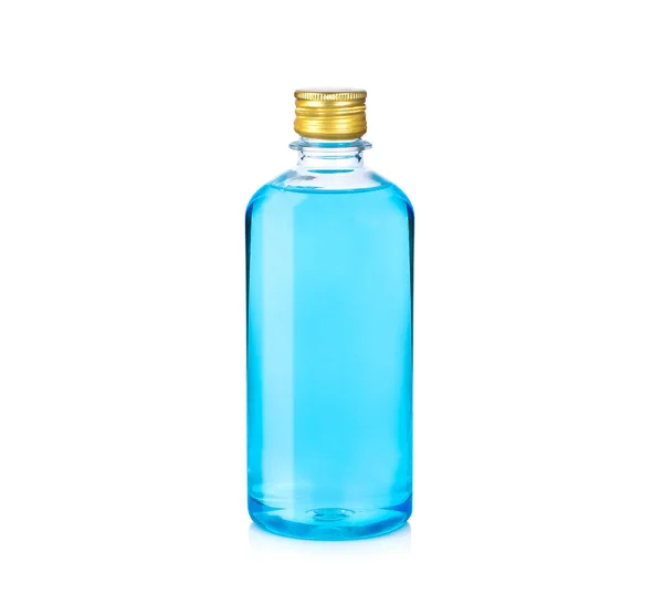 Bottle Blue Alcohol Isolated White Background — Stock Photo, Image