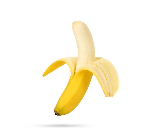 Banane Pelée Isolée Sur Fond Blanc — Photo