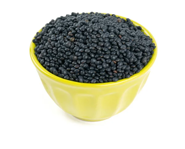 Black Lentils Isolated White — Stock Photo, Image
