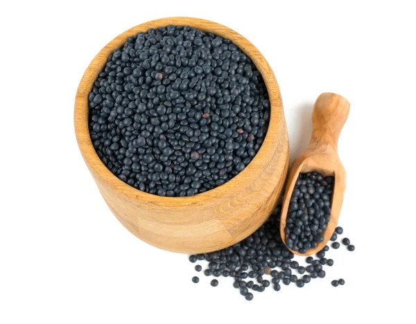 Black Lentils Isolated White — Stock Photo, Image