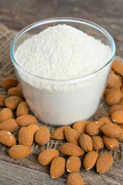 Almond Flour Wooden Surface — Stock Photo, Image