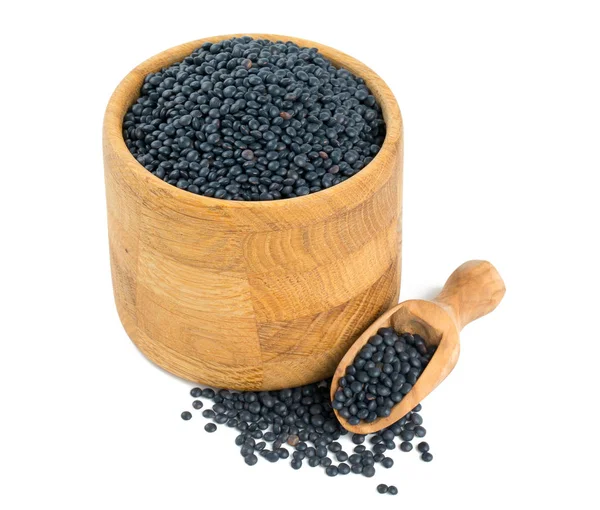 Black Lentils Isolated White — Stock Photo, Image