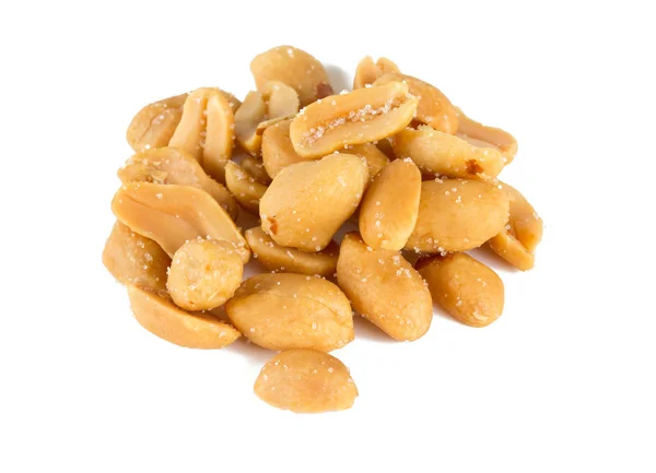 Salted Roasted Peanuts Isolated White — Stock Photo, Image