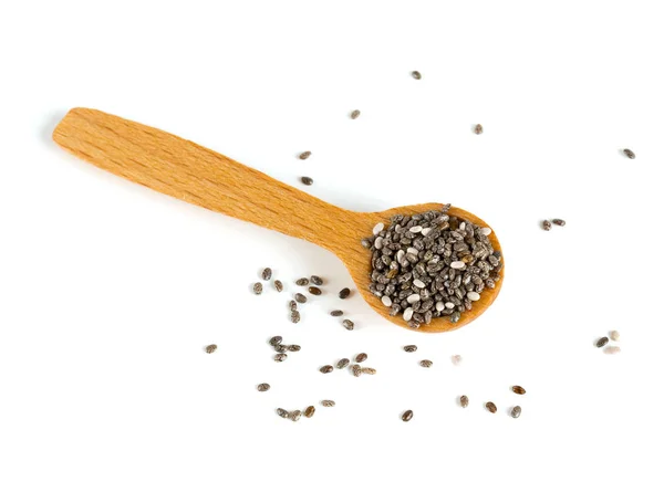 Chia Seeds Wooden Spoon — Stock Photo, Image