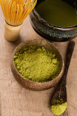 yeşil matcha çay closeup ivew