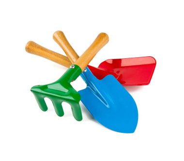 beyaz izole renkli bahçe aletleri