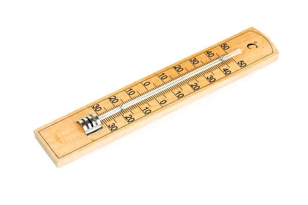 Holzthermometer Isoliert Auf Weiß — Stockfoto