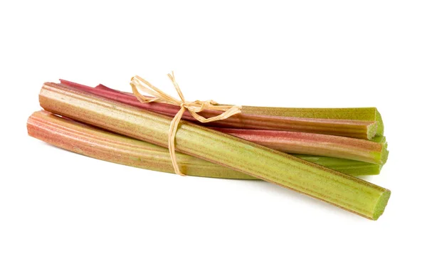 Fusti Appena Tagliati Rabarbaro Isolato Sfondo Bianco — Foto Stock