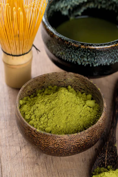 Zelené Matcha Čaj Closeup Ivew — Stock fotografie