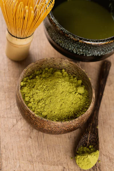 Zelené Matcha Čaj Closeup Ivew — Stock fotografie