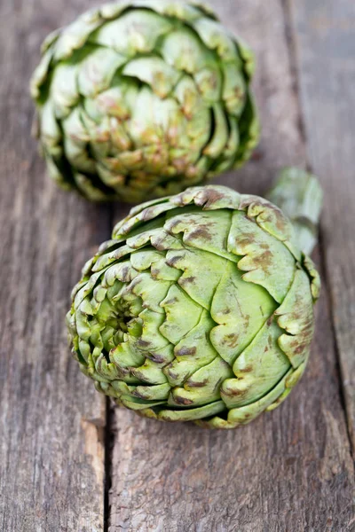 Artichokes Old Wooden Surface — Stock Photo, Image
