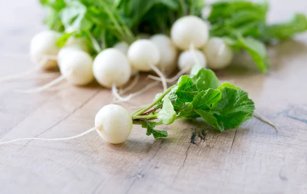 White Radishes Wooden Surface — Stock Photo, Image