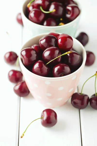 Primer Plano Cerezas Dulces Tazón —  Fotos de Stock