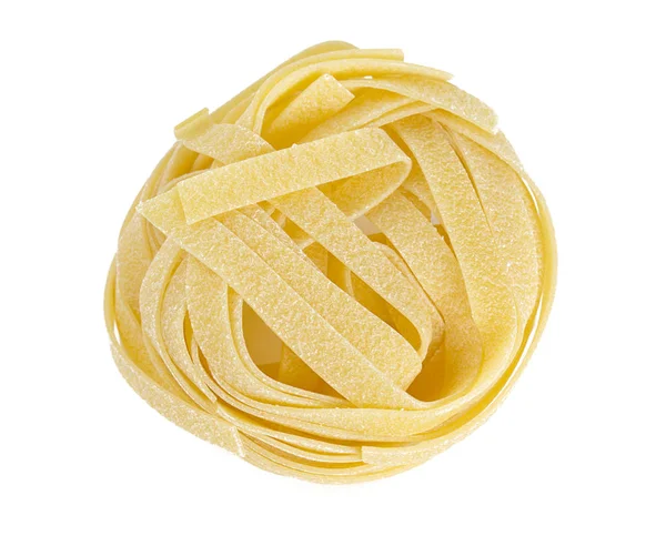 Italiaanse Pasta Tagliatelle Geïsoleerd Wit — Stockfoto