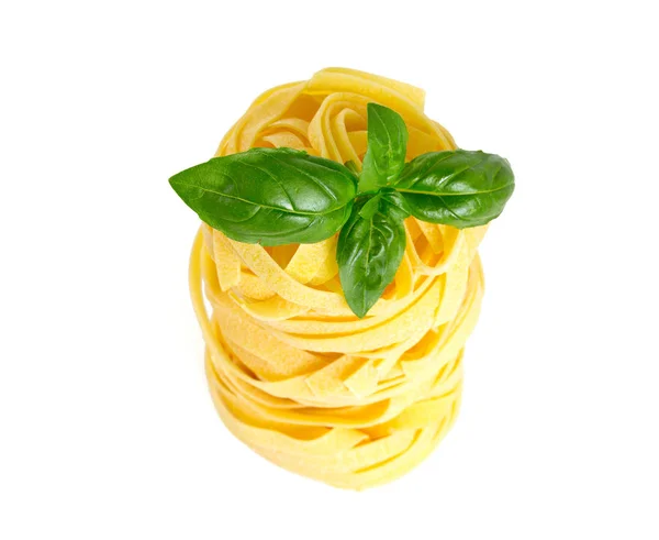 Italienische Pasta Tagliatelle Isoliert Auf Weiß — Stockfoto