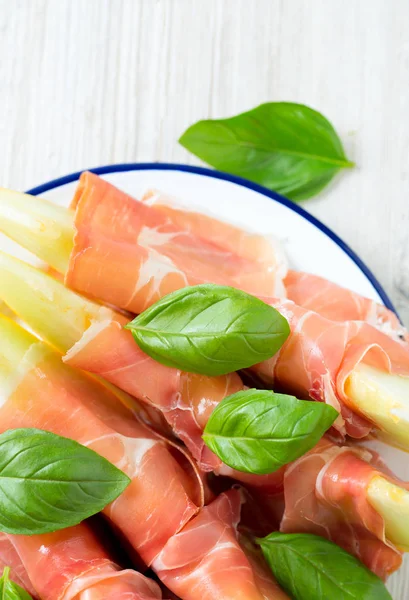 Melon Proschiutto Basil — Stock Photo, Image