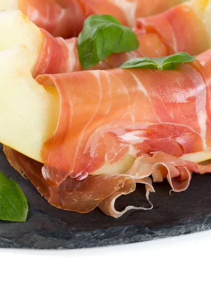 Appetizing Melon Prosciutto Plate — Stock Photo, Image