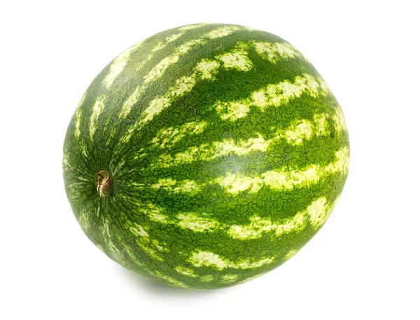 在白色背景上查出的整个多汁西瓜 — 图库照片