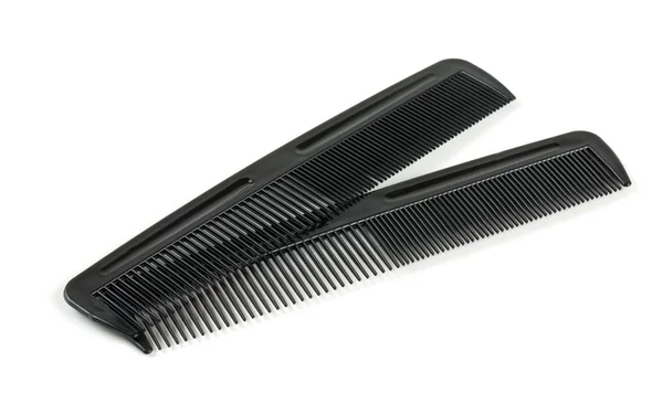 Two Black Combs Hair Isolated White — Stock Photo, Image