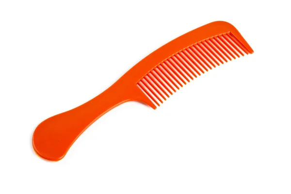 Orangefarbener Kamm Für Haare Isoliert Auf Weiß — Stockfoto