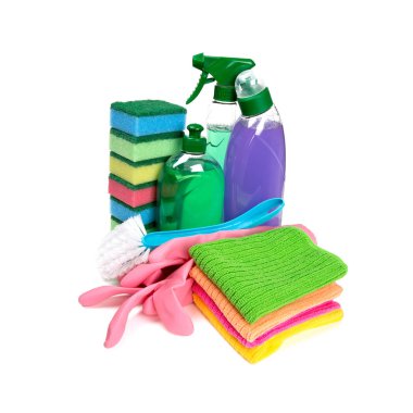 beyaz izole renkli temizlik seti