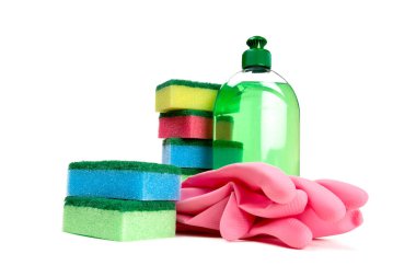 temizleme araçları beyaz üzerinde izole