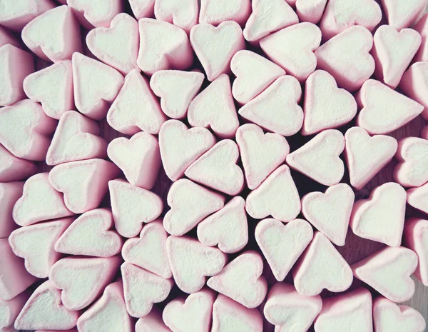 Tvaru Srdce Marshmallows Dřevěný Povrch — Stock fotografie