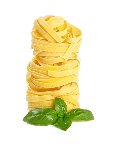 Tagliatelle Pasta Italiana Isolate Bianco — Foto Stock