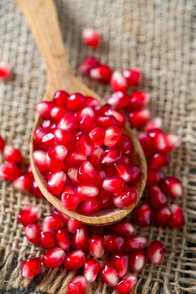 Pomegranate Seeds Wooden Surface — Stock Photo, Image