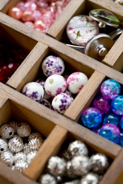 Colorful Various Beads Box — Stock Photo, Image