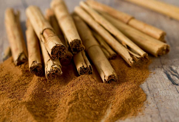 Aromatic Cinnamon Wooden Surface — Stock Photo, Image