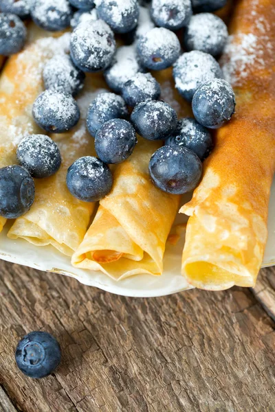 Appetizing Soft Pancakes Wooden Surface — Stock Photo, Image