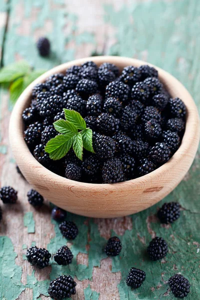 Fresh Ripe Blackberries Table — Stock Photo, Image