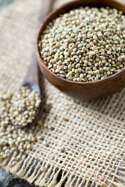 Hemp Seeds Wooden Surface — Stock Photo, Image