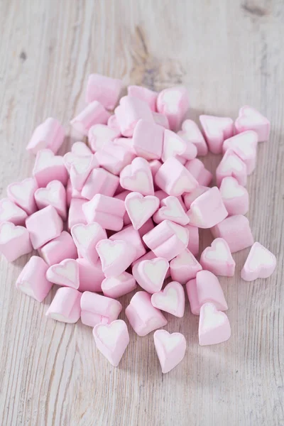 Rosafarbene Herzförmige Marshmallows — Stockfoto