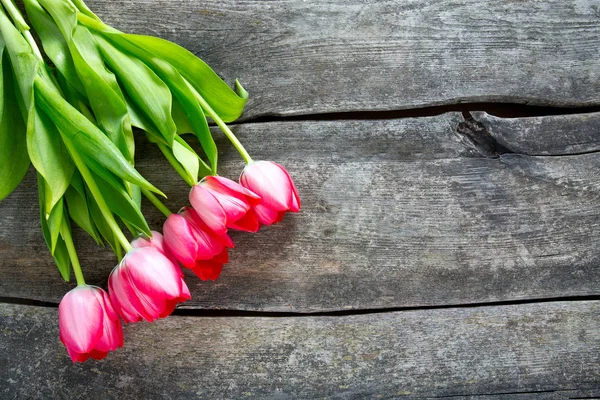 Tulipanes Rosados Sobre Superficie Madera — Foto de Stock