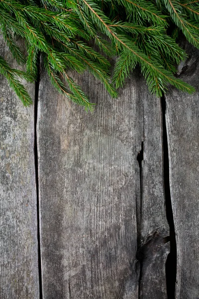 Větev Stromu Jedle Dřevěný Povrch — Stock fotografie