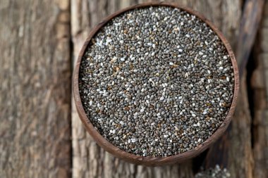 Chia tohum onw ooden yüzey