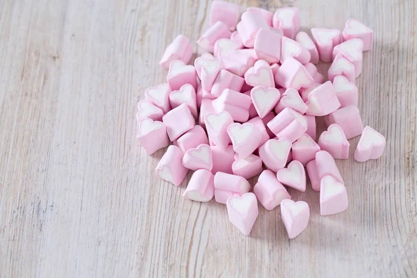 Marshmallows Cor Rosa Forma Coração — Fotografia de Stock